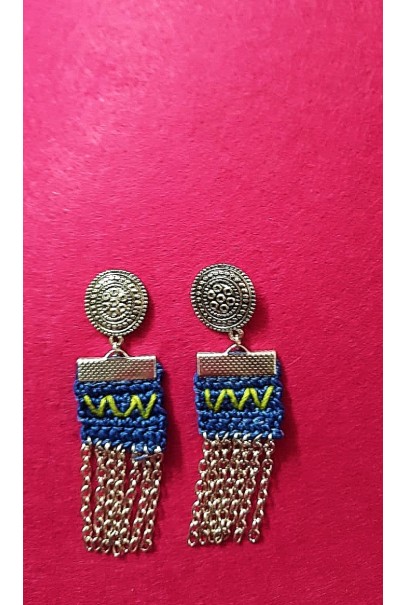 Happy Threads Crochet Earrings- Blue